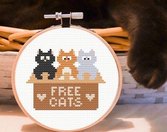 Cat cross stitch pattern, cat ornament, gift for cat lovers, cute cross stitch pattern, counted cross stitch, funny cross stitch pattern pdf