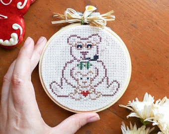 Father's Day cross stitch pattern, bears cross stitch pattern, diy gift for dad, father and kid cross stitch pattern, PDF pattern