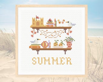 Summer cross stitch pattern, sea cross stitch, beach cross stitch, coastal cross stitch, marine cross stitch,nautic cross stitch pattern pdf