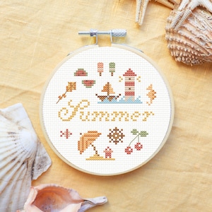 Summer cross stitch pattern, beach cross stitch pattern, beach house decor, coastal cross stitch pattern, sea cross stitch pattern pdf