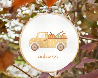 Autumn cross stitch pattern, autumn cross stitch ornament, pumpkins cross stitch pattern, small and counted cross stitch pattern pdf