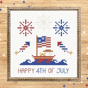 4th of July cross stitch pattern, Independence Day cross stitch pattern, patriotic cross stitch pattern, summer cross stitch pattern pdf