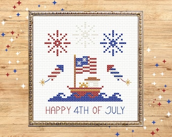 4th of July cross stitch pattern, Independence Day cross stitch pattern, patriotic cross stitch pattern, summer cross stitch pattern pdf