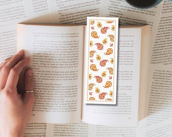 Bookmark cross stitch pattern, autumn cross stitch, fall cross stitch, leaves cross stitch, gift for readers, small cross stitch pattern pdf