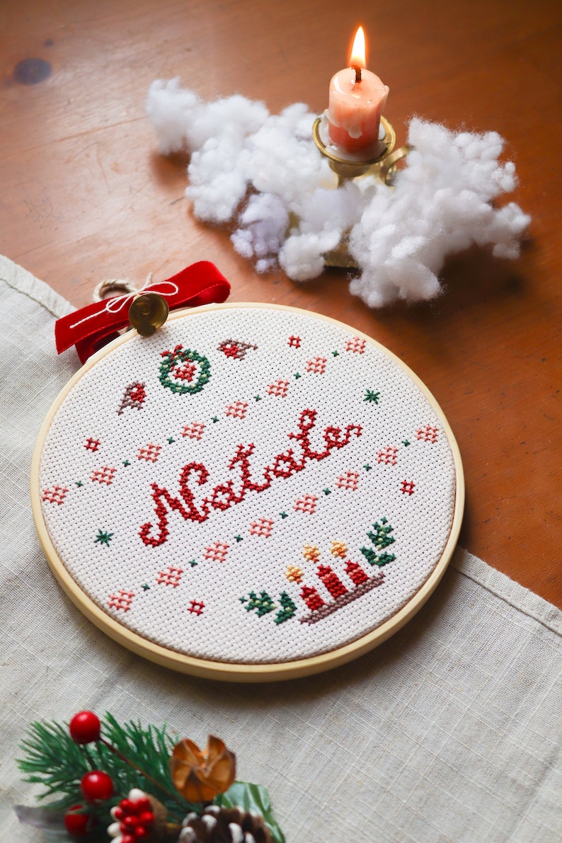 Custom cross stitch pattern, custom Christmas writing, Christmas ornament cross stitch pattern, cross stitch pattern pdf image 1