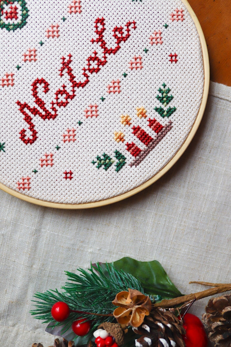 Custom cross stitch pattern, custom Christmas writing, Christmas ornament cross stitch pattern, cross stitch pattern pdf image 5