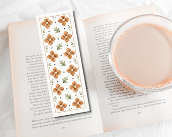 Bookmark cross stitch pattern, floral cross stitch pattern, geometric cross stitch pattern, folk cross stitch pattern pdf