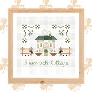 St. Patrick's Day cross stitch pattern, cottage cross stitch pattern, irish cross stitch pattern, small cross stitch pattern pdf