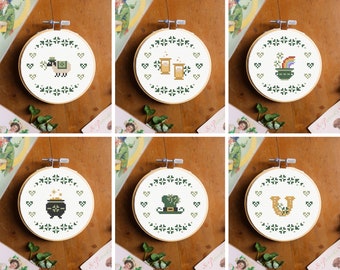 St. Patrick's Day cross stitch patterns, St. Patty's cross stitch patterns, small cross stitch patterns, counted cross stitch patterns PDF