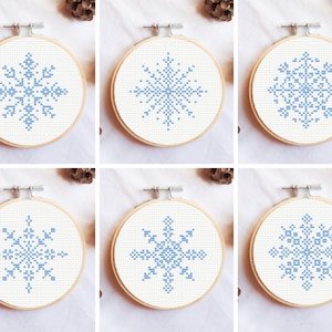 Snowflakes cross stitch patterns, Christmas cross stitch patterns, small Christmas ornaments, winter cross stitch patterns, set patterns PDF