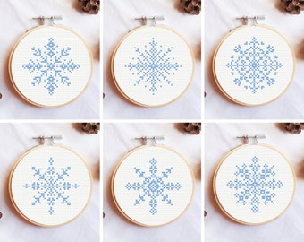 Snowflakes cross stitch patterns, Christmas cross stitch patterns, small Christmas ornaments, winter cross stitch patterns, set patterns PDF