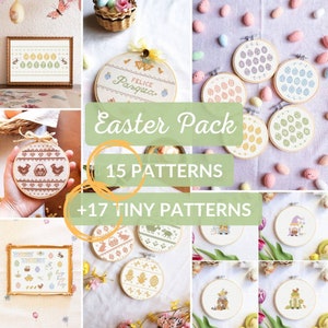 Easter cross stitch patterns, spring cross stitch patterns, bundle of cross stitch patterns, PDF cross stitch patterns