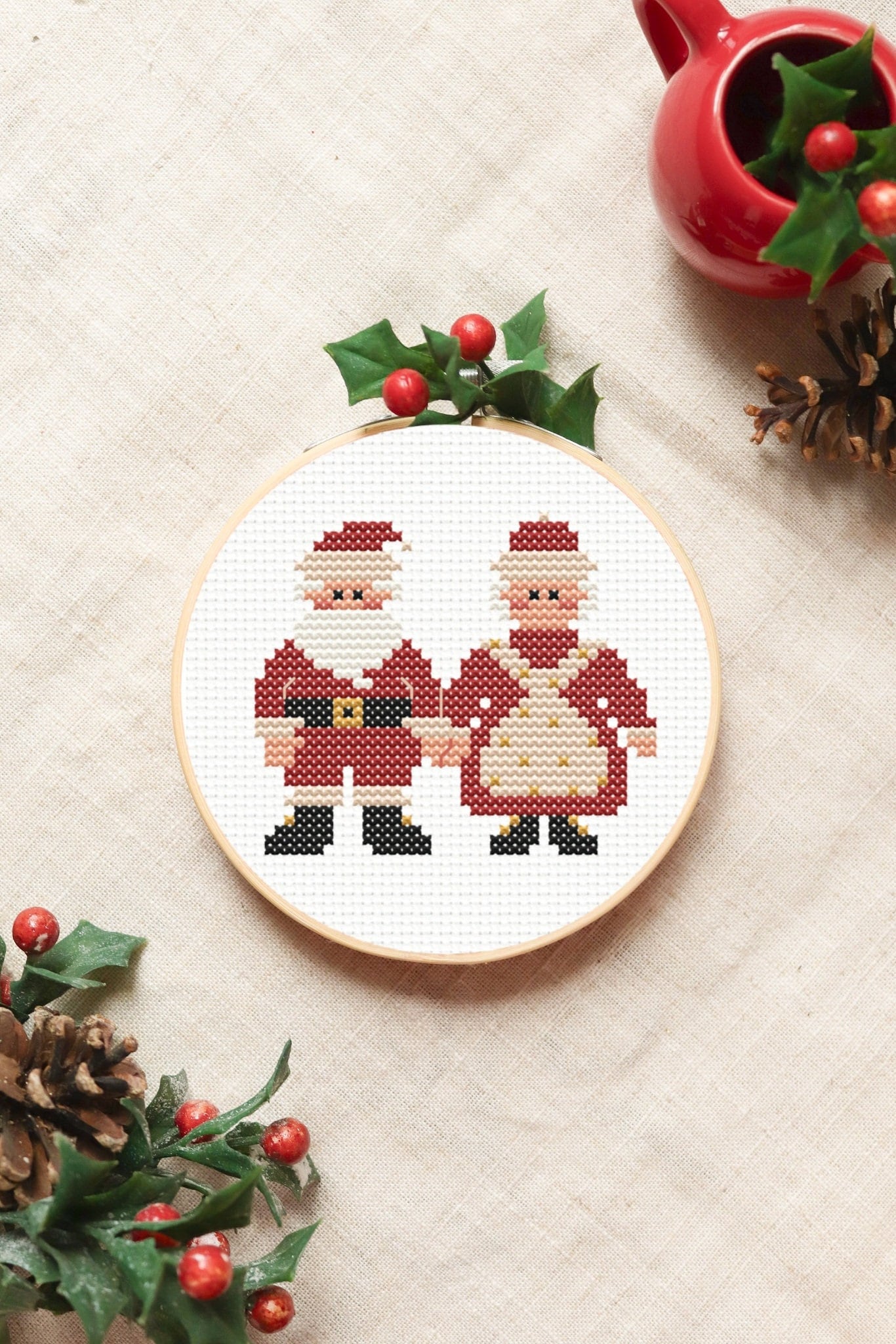 Santa Claus Cross Stitch Kit - 11 Count Pre-Printed Pattern For Beginners