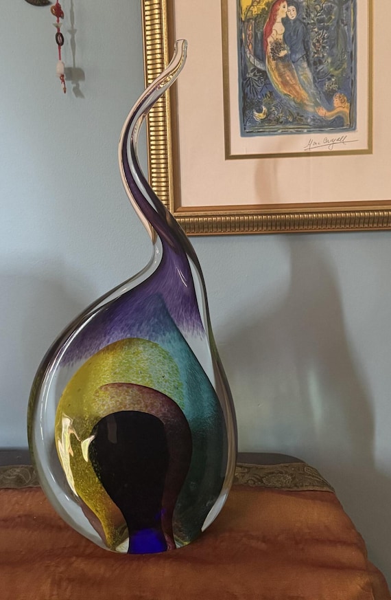 Vintage Murano Hand-blown Cased Multicolor Teardrop Glass