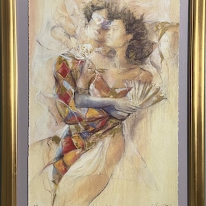 Gary Benfield - Rare Artist Proof Original Lithograph of Harlequin Dance.