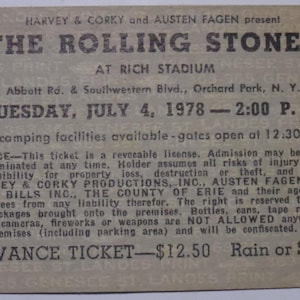 Rolling Stones 1978 Ticket Stub Rich Stadion Buffalo NY US Tour VG+
