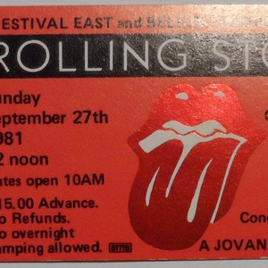 Rolling Stones 1981 Vintage Superb Full Ticket Stub Büffel NY Festival East NM