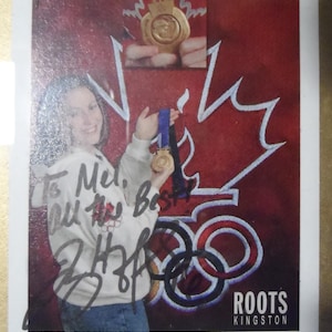 Autograph Flyer Jayna Hefford Hockey féminin + Carte d'autographes encadrée Sharon Donnelly