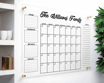 Personalized Acrylic Calendar For Wall | Family Calendar | Dry Erase Calendar | Monthly Calendar| 2024 Wall Calendar | Command Center