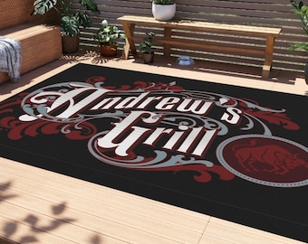Personalized BBQ Grill Rug: Backyard Smoker Decor