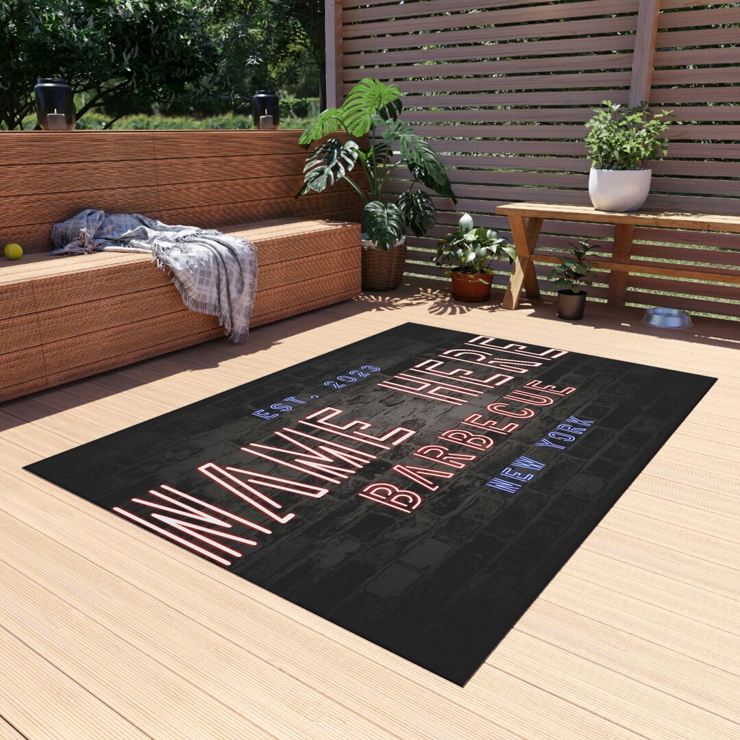Personalized Outdoor Rug for Barbecue Area Great BBQ Gift Idea With