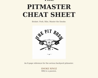 Pitmaster spiekbriefjebundel, BBQ-temperatuurtabel vlees afdrukbaar, gids rooktijden, Vaderdagcadeau voor papa, Grill Master pdf