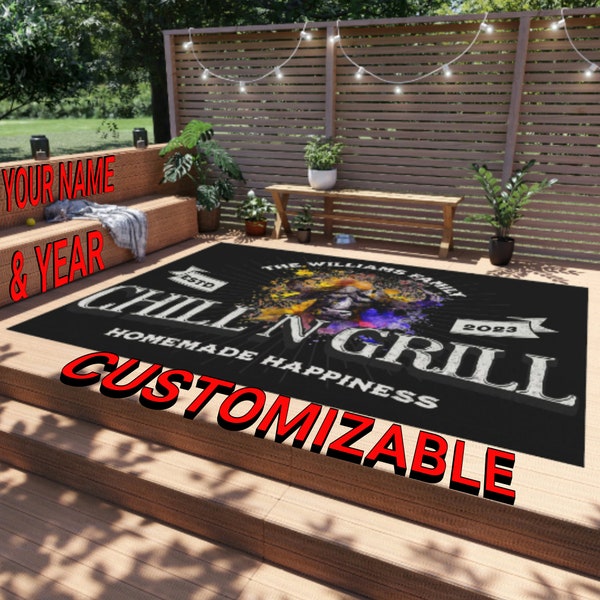 Outdoor Rug Personalized for Backyard BBQ Décor - Perfect Gift for Barbecue Enthusiasts and Grill Masters