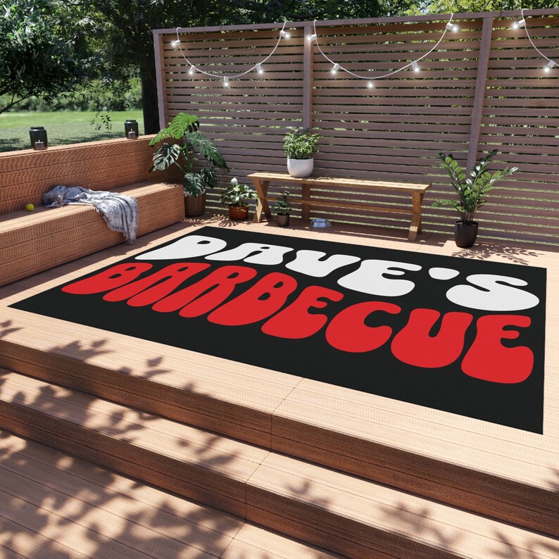 Personalized Grill Mat: Outdoor BBQ Decor Rug, Polyester Chenille 108" × 144"