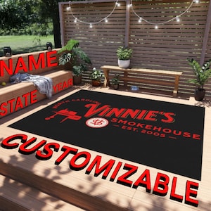 Personalized Outdoor Rug Grill Mat for Dad&#39;s BBQ | Dad&#39;s Smoker - Backyard BBQ Rug | Barbecue Décor | BBQ Grill Gift | Great Barbecue Gift