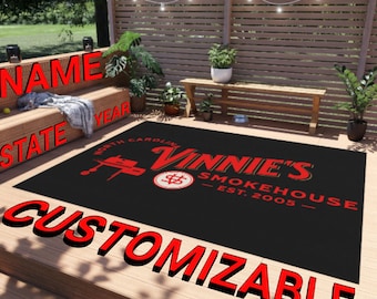 Personalized BBQ Grill Mat: Outdoor Rug for Dad's Smoker