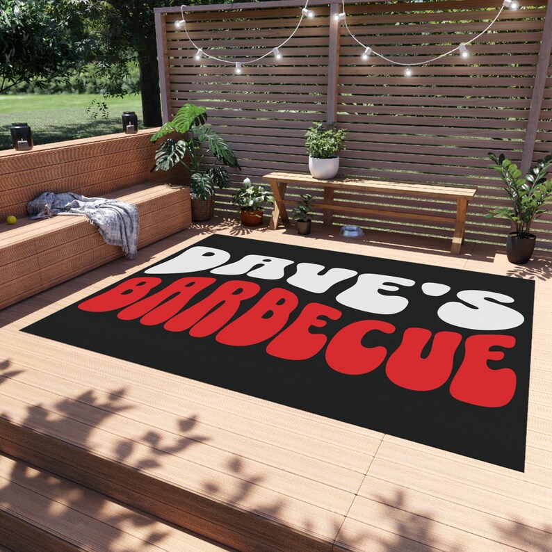 Personalized Grill Mat: Outdoor BBQ Decor Rug, Polyester Chenille 96" × 120"