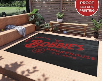 Personalized BBQ Grill Mat: Custom Smoker Rug, Backyard Barbecue Decor, Father's Day Gift