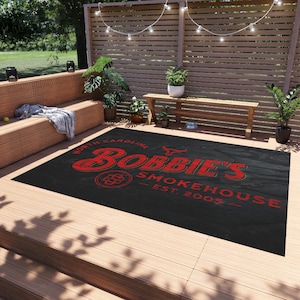 Personalized BBQ Grill Mat: Dad's Smoker Rug, Backyard Barbecue Decor