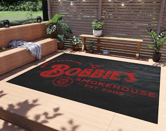 Personalized BBQ Grill Mat: Dad's Smoker Rug, Backyard Barbecue Decor