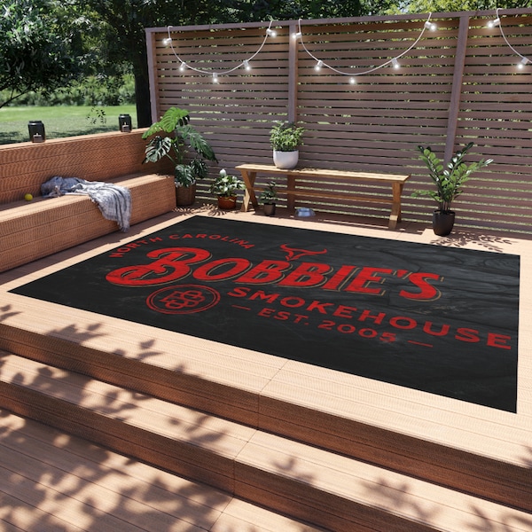 Personalized Outdoor Rug Grill Mat for Dad's BBQ | Dad's Smoker - Backyard BBQ Rug | Barbecue Décor | BBQ Grill Gift | Great Barbecue Gift