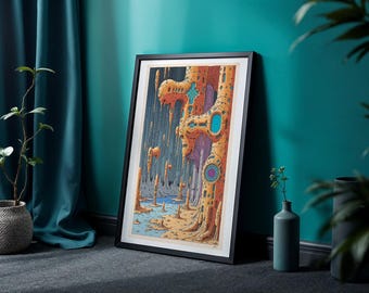 Retro Futurism Art Print: Sci-Fi Moebius Poster (Digital Download)