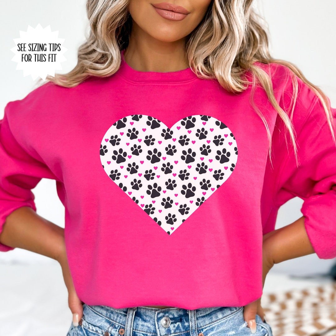 Dog Paw Heart Sweatshirt, Cute Valentines Day Sweatshirt for Dog Mama