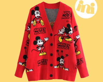Mickey Mouse Disney Knitted Cardigan Cute Sweater Clothing