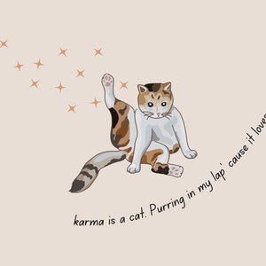 Karma ist eine Katze herunterladbare Postkarte | Midnights Swiftie Druck