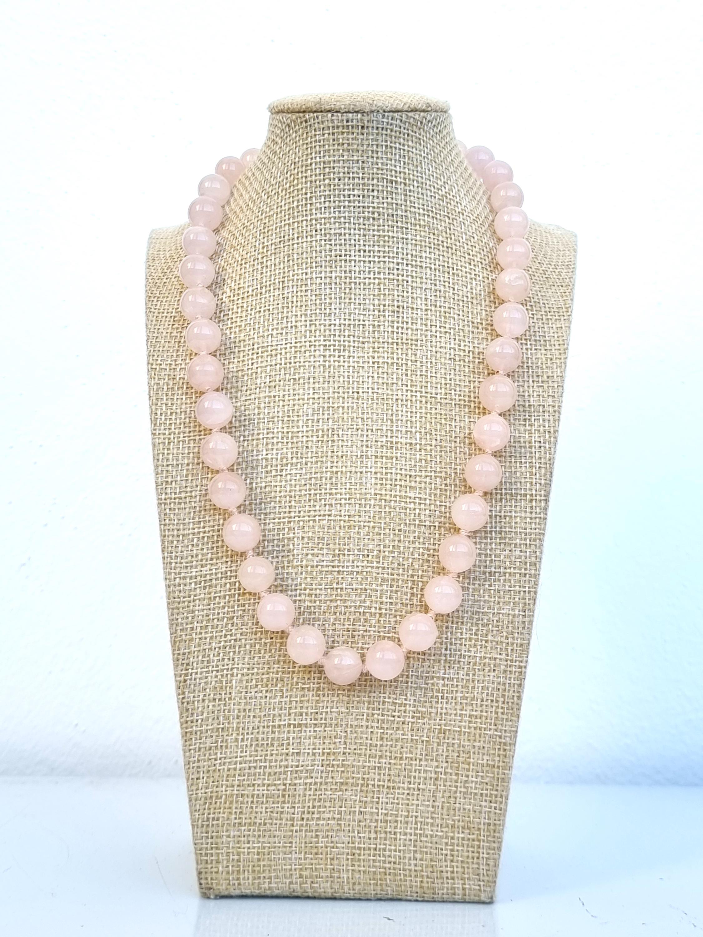 Collier Vintage Perles De Quartz Rose Naturel - Ancien, Semi-précieuses