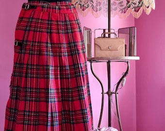 Vintage tartan rok | Geplooide Schotse kiltstijl | Elegantia Luisa Spagnoli Gemaakt in Italië | Maat S/M