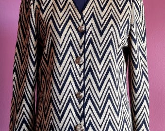 Vintage Liolà Chevron goud & zwart jasje – spiraalknopen – gemaakt in Italië
