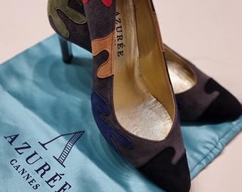 Azurée Cannes Vintage Pumps Veelkleurig suède decolleté