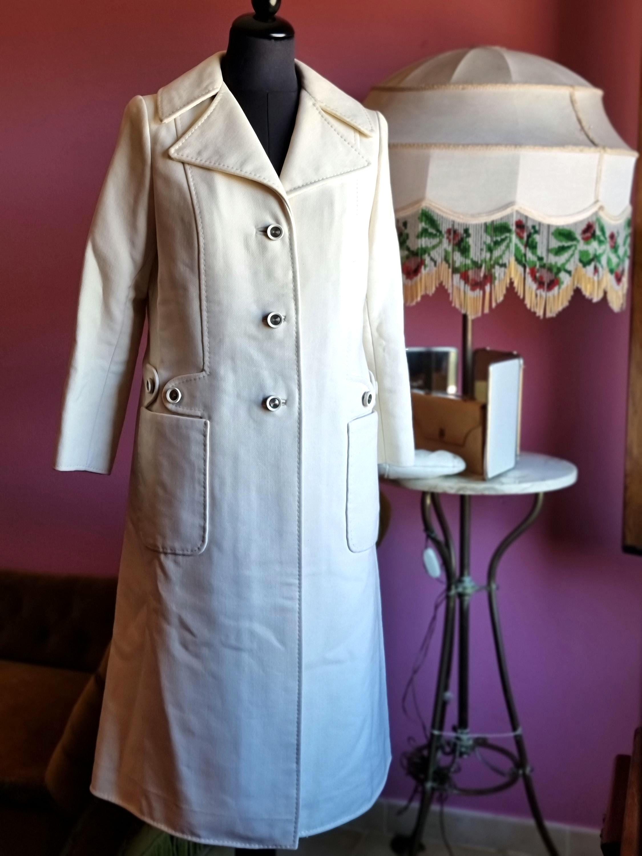 Manteau Femme Vintage Années 60 En Laine Française - Parfait état, Boutonné