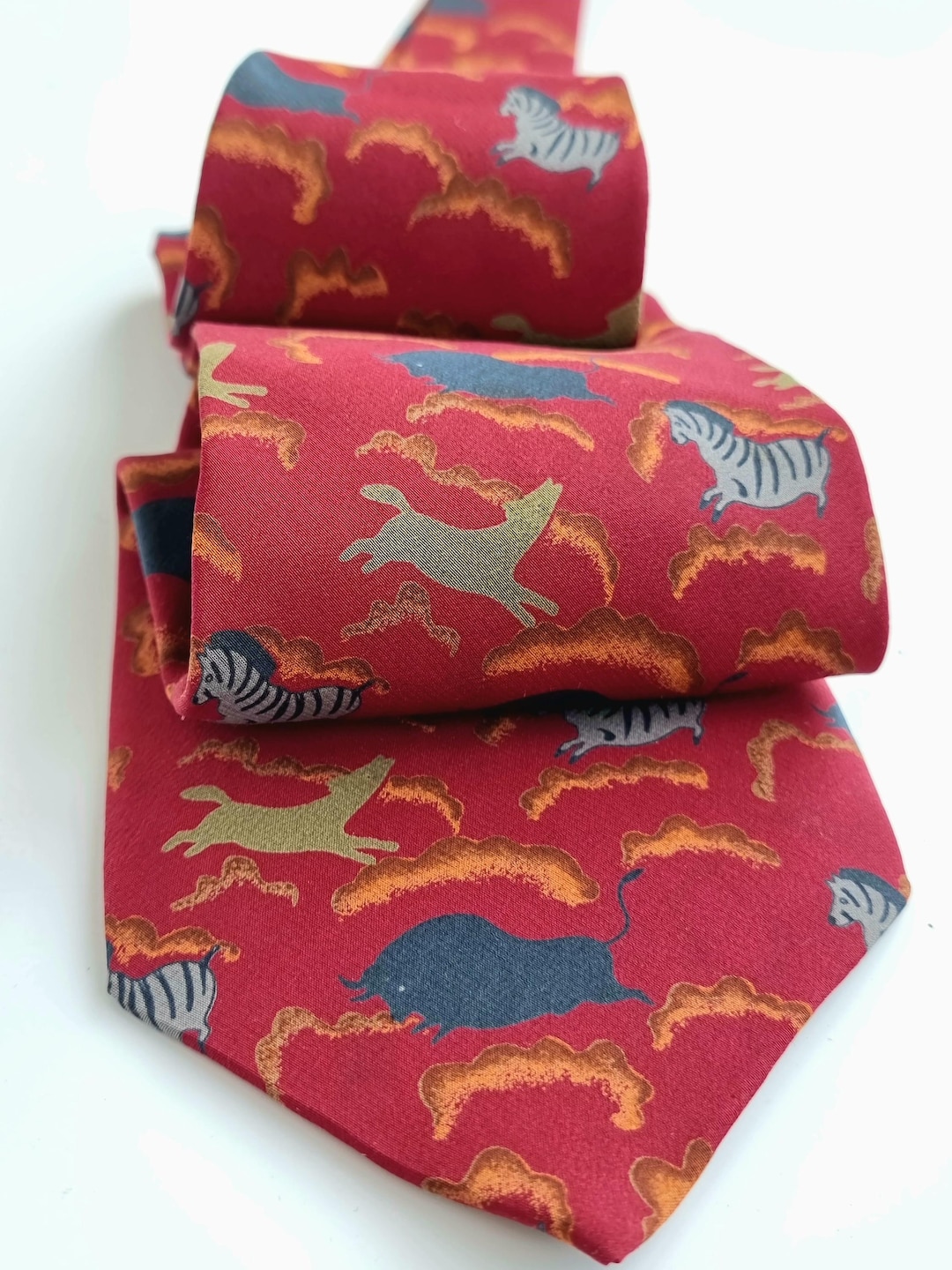 Ysl Necktie Rabbit Vintage Yves Saint Laurent Silk Tie – Animal Print, 1990s Vintage Yves ...