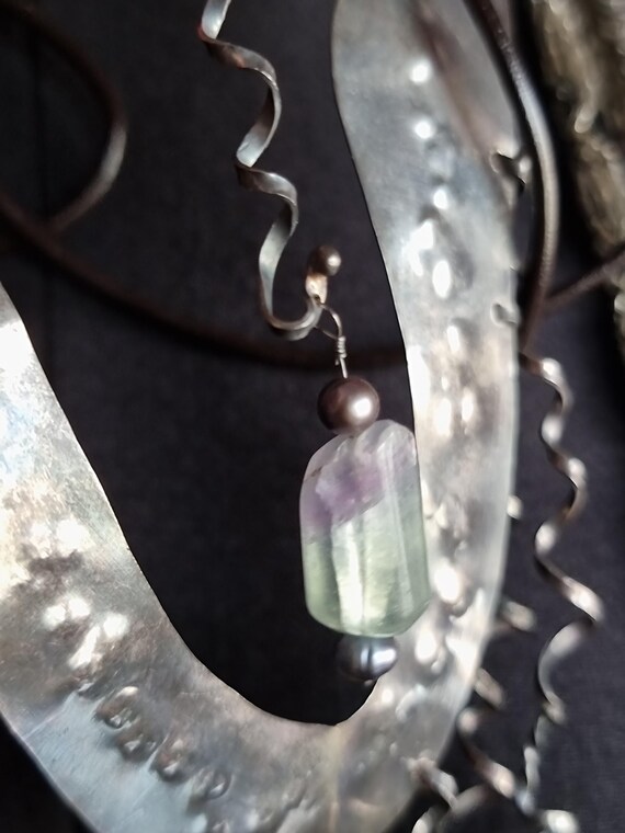 Handcrafted Silver Statement Necklace with Natura… - image 6