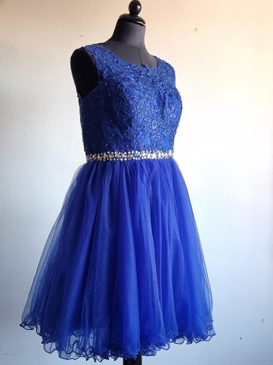 dress with rapunzel Joy - The Costume Vaeda Ribbed Tie Dress Color:Blue Daffodil Flower pcat-305