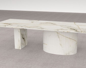 CALACATTA TABLE, STONE End Table, Natural Marble Stone End Table, Calacatta Murano Marble  Farmhouse Furniture