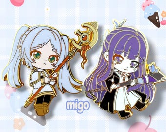 Frieren Enamel Pin: Mage from Beyond Journey's End, Frieren and fern