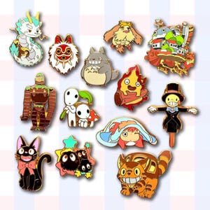 Studio Ghibli Enamel Pins - toroto, Calcifer, soot sprites, Turnip head, Jiji cat, Heen dog image 15